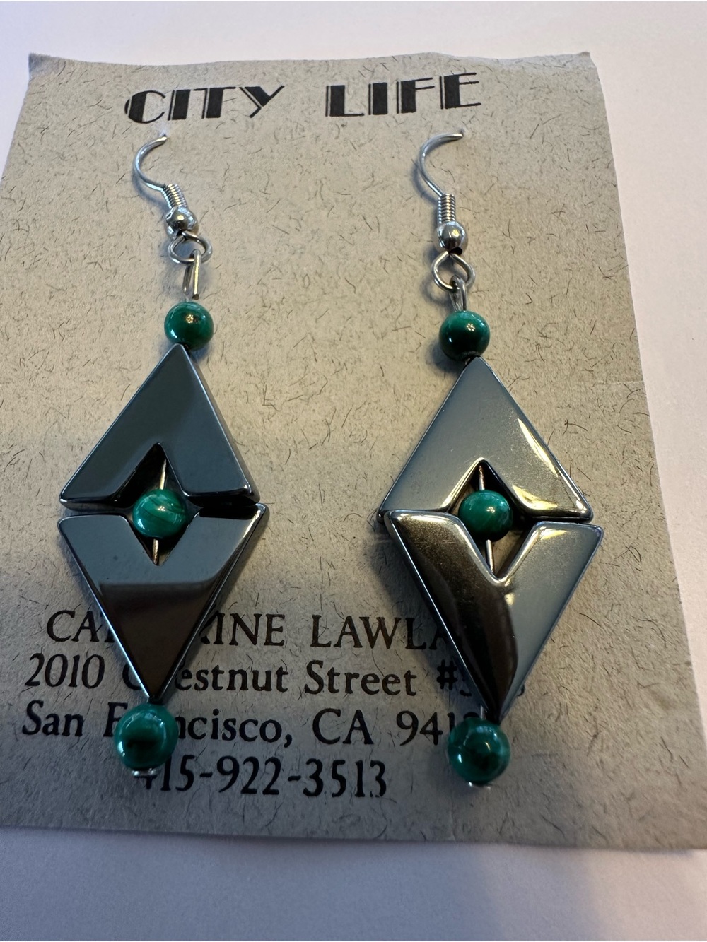 City Life Catherine Lawlar Hematite Geometric Dangle Earrings